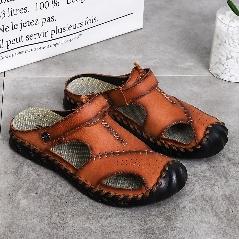 Flip Flop Leather Men - Sandalias romanas clásicas de cuero para