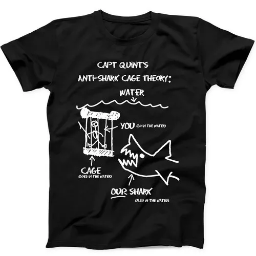 Shirt Camp Collar - Camiseta negra con diseño de Jaws