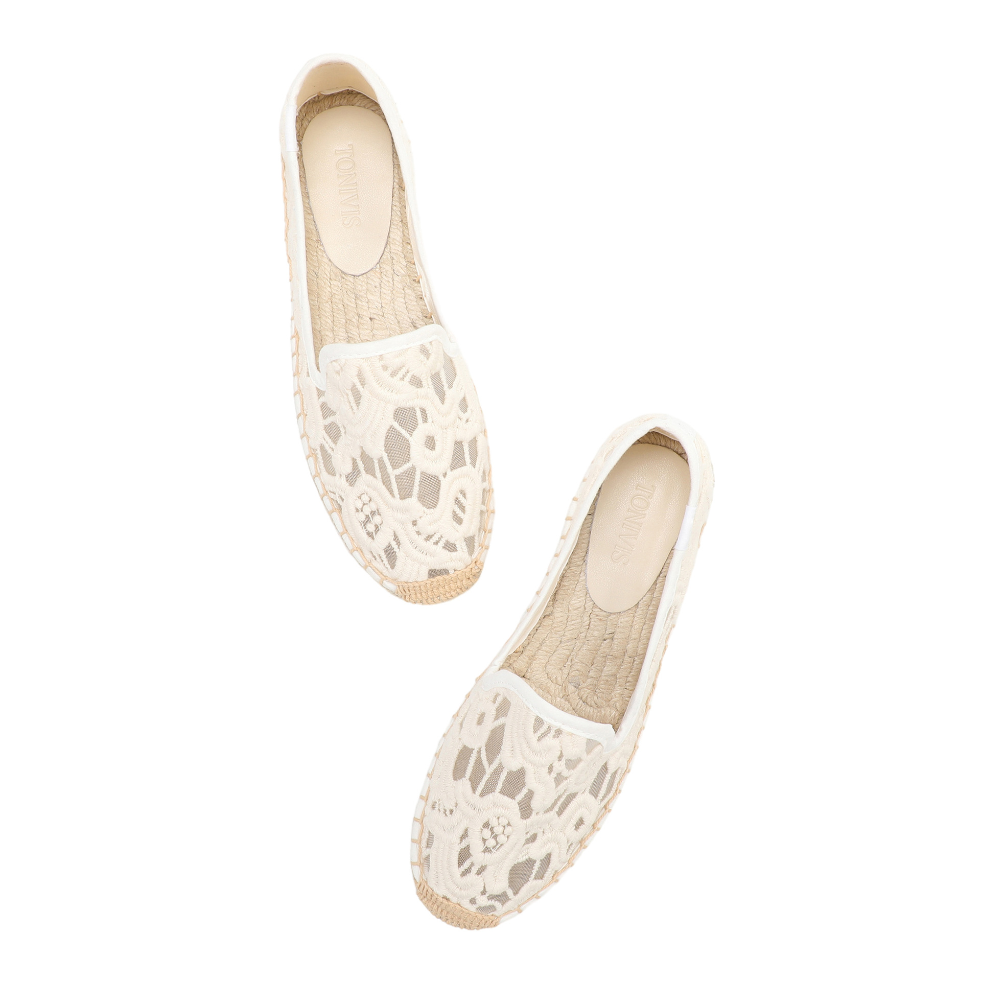 Espadrille Slip On - Alpargatas de encaje para mujer, zapatos