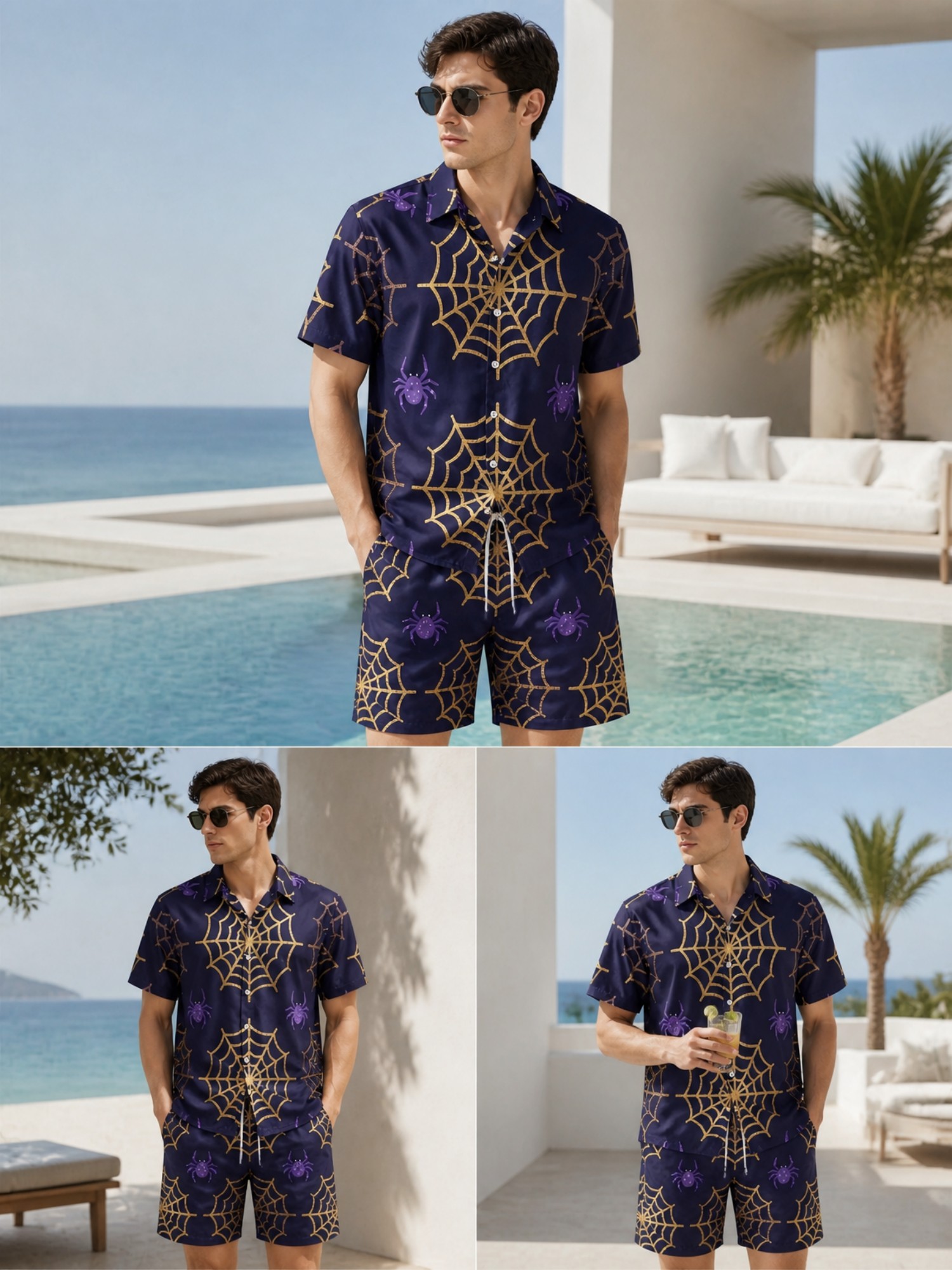 Resort Shirt Floral - Conjunto de Camiseta Polo de Manga