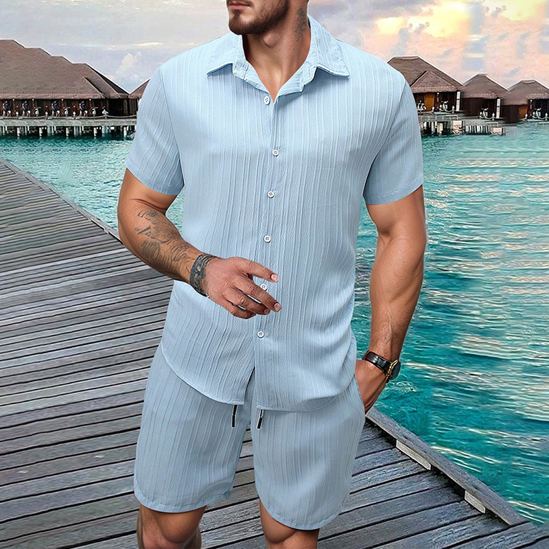 Shirt Camp Collar - Conjunto de 2 Piezas para Hombre,