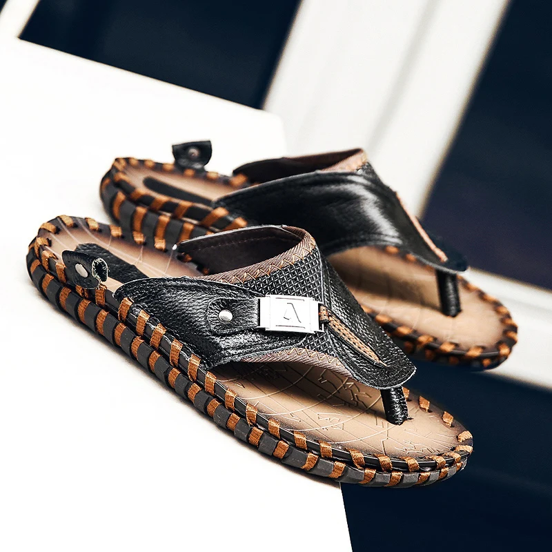 Chanclas para hombre, zapatos  - Flip Flop Leather Men reseña y precio