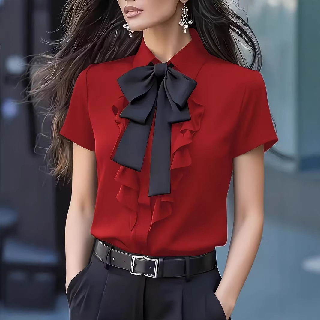 Camisa de Manga Corta para Muj - Shirt Camp Collar reseña y precio