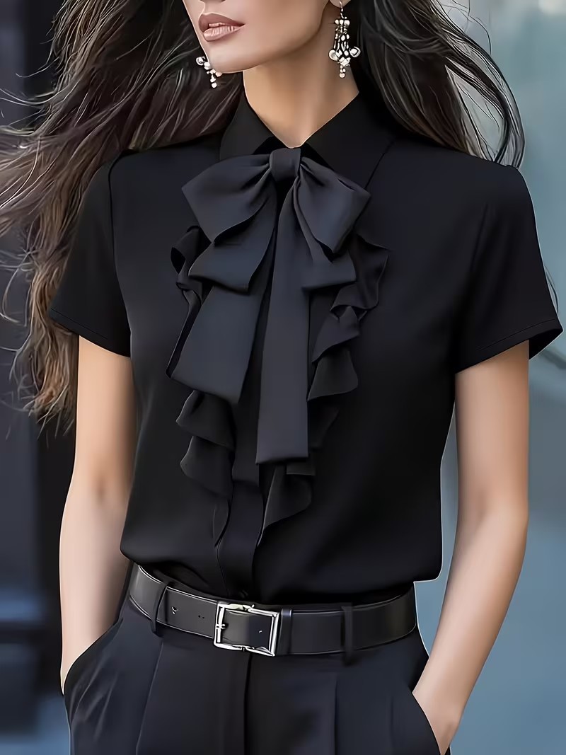Camisa de Manga Corta para Muj - Shirt Camp Collar reseña y precio