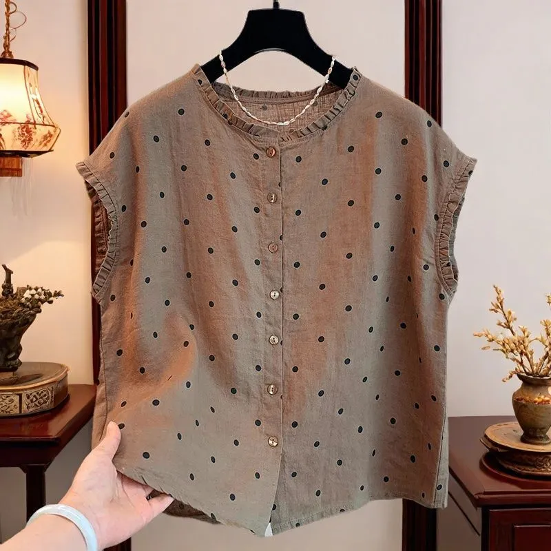 Blusa de Lino y Algodón con Es - Shirt Camp Collar reseña y precio