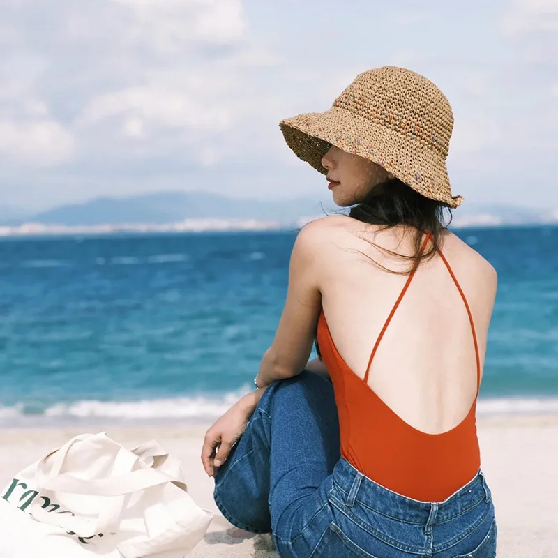 Sombreros de sol de verano par - Bucket Hat Straw reseña y precio