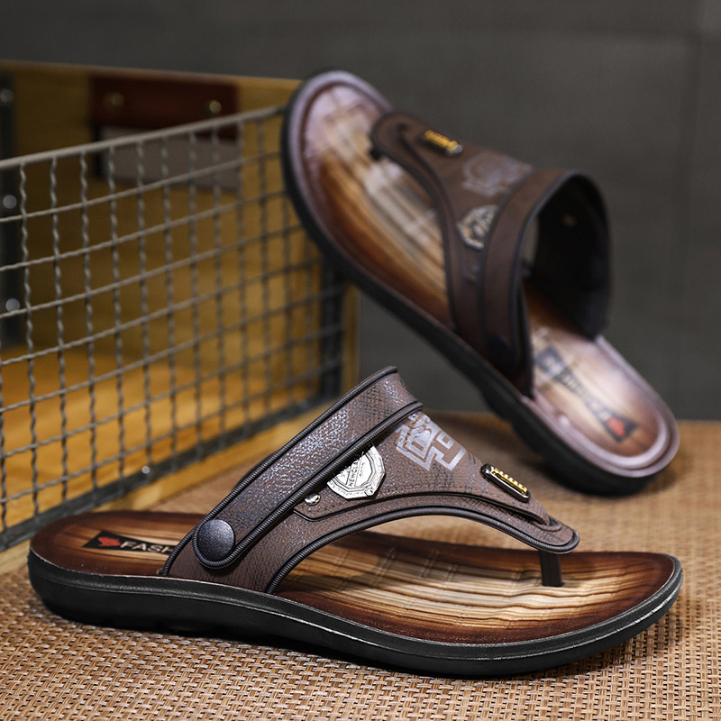 Sandalias de cuero a la moda p - Flip Flop Leather Men reseña y precio