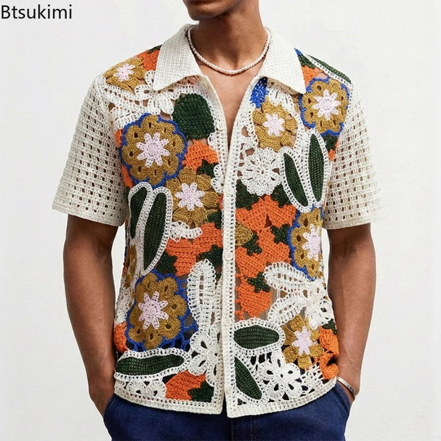 Polo de punto floral retro par - Shirt Camp Collar reseña y precio